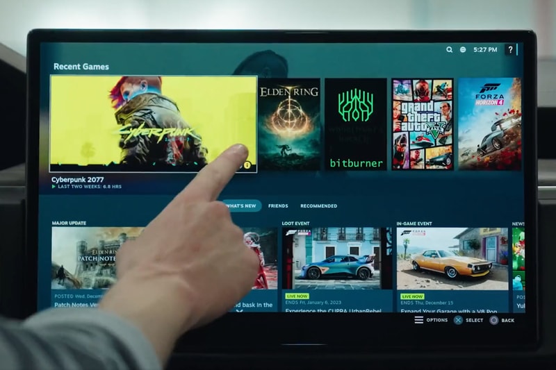 Tesla Steam Gaming Integration Update Announcement Info video games cyberpunk 2077 elden ring