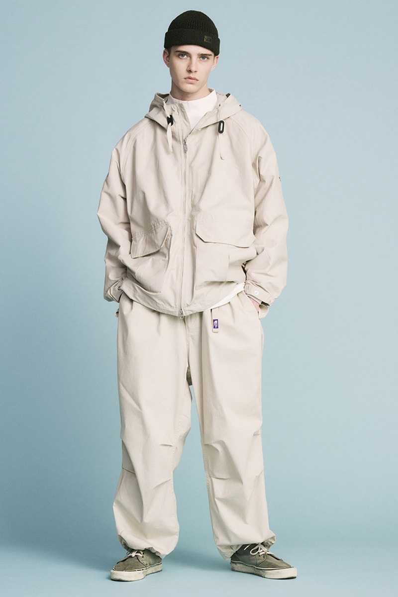 The North Face Purple Label Debuts Layered and Cozy SS23 Collection lookbooks nanamica fisherman vests rain jackets windbreakers sweaters chore jacket windproof waterproof