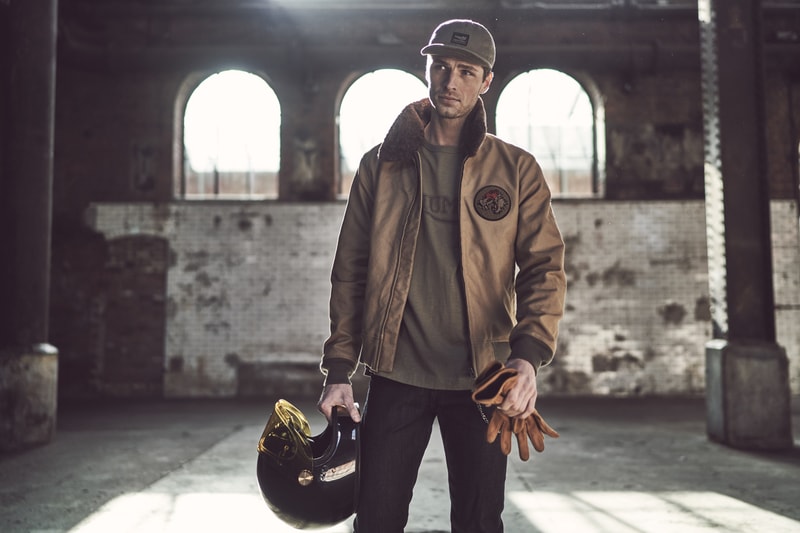Triumph Motorcycles lifestyle collection fall winter 2022 vintage bomber navy collar cotton mo jungle t-shirts 