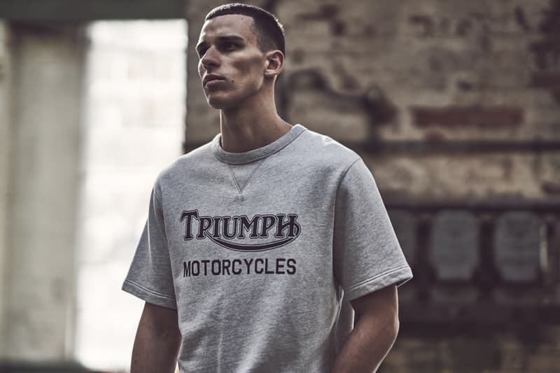 Triumph Motorcycles lifestyle collection fall winter 2022 vintage bomber navy collar cotton mo jungle t-shirts 