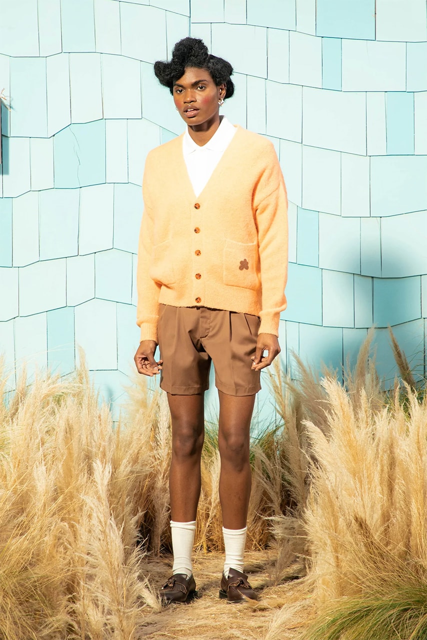 tyler the creator le fleur leather jacket cardigan pleated trouser mohair sweater vest digi shirt round collar puffer jacket fragrance french waltz scarves glasses combs 