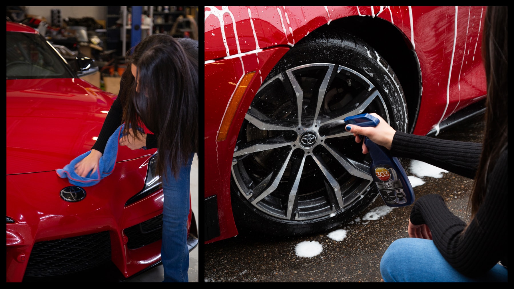 How to Detail a Car With the Toyota GR Supra Christina Roki red step by step wash car show