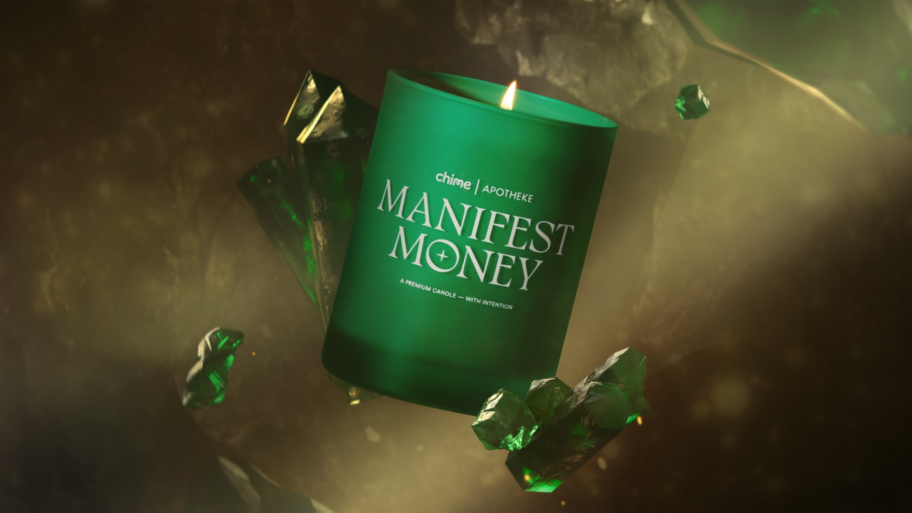 Chime and Apotheke Collab on Limited Edition Candle green white candle