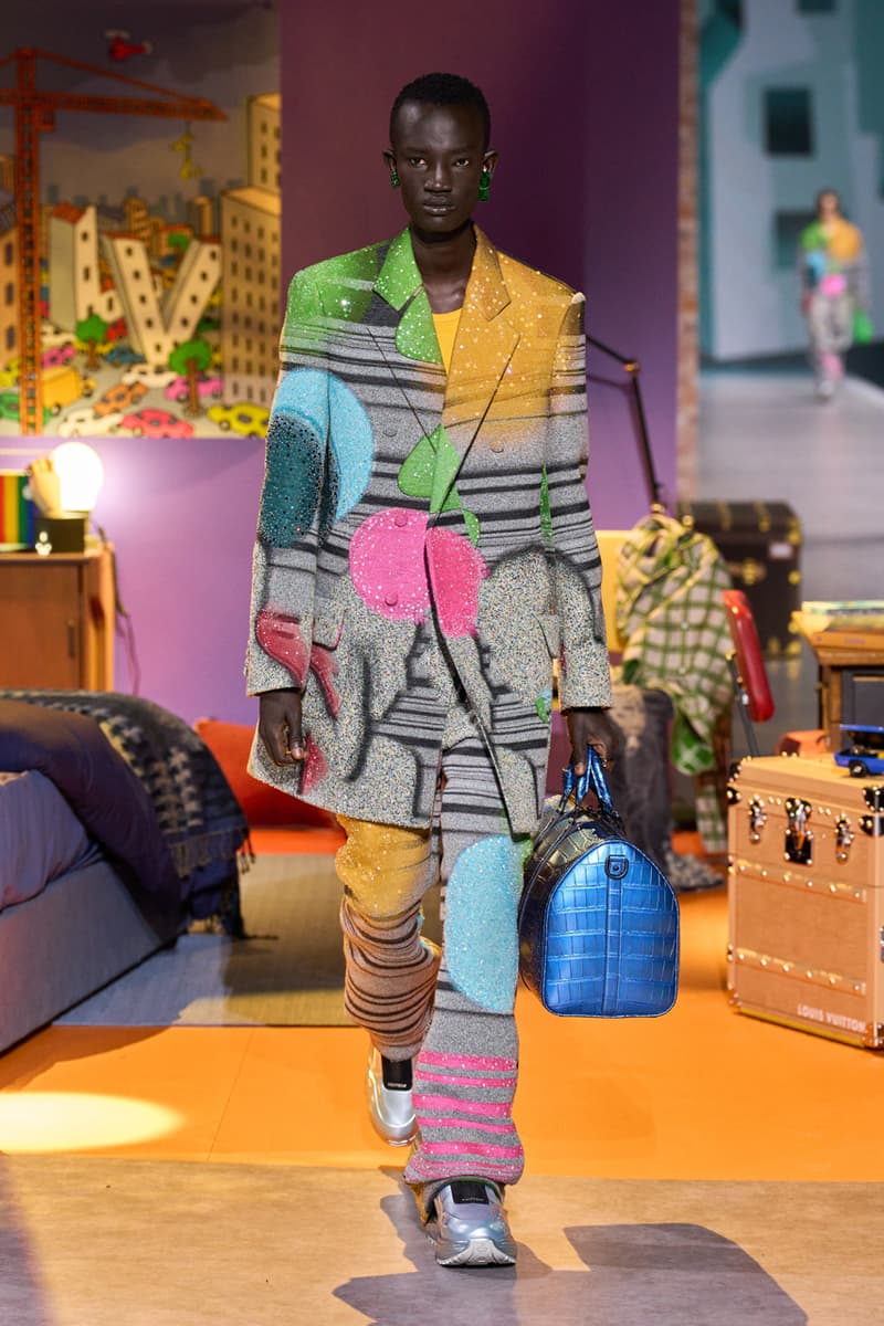 Louis Vuitton colm dillane kidsuper pfw fw23 collection paris fashion week fall winter 2023 virgil abloh youthful colors vivid vibrant rosalia