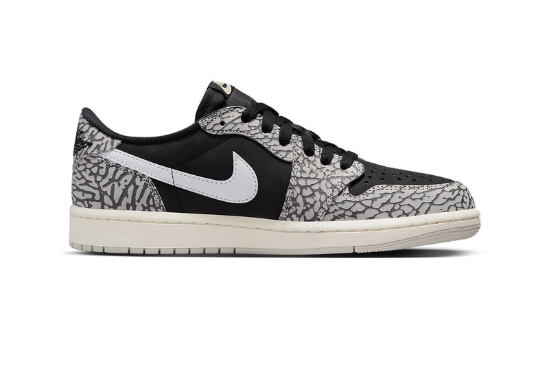 Air Jordan 1 Low OG Surfaces in the Nostalgic "Black Cement" air jordan 3 CZ0790-001 Black/Muslin-Tech Grey-White-Sail june 2023 nike swoosh michael jordan low tops