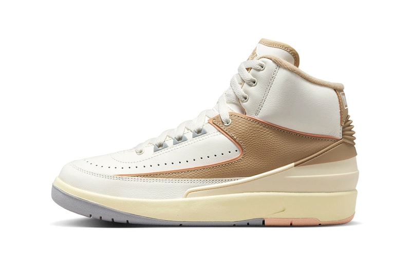 Air Jordan 2 «Muslin», январь 2023 г. DX4400-118 Информация о выпуске wmns Sail Sunset Haze-Muslin-Desert Jordan, бренд Michael Jordan, высокие кроссовки, кроссовки Nike Swoosh