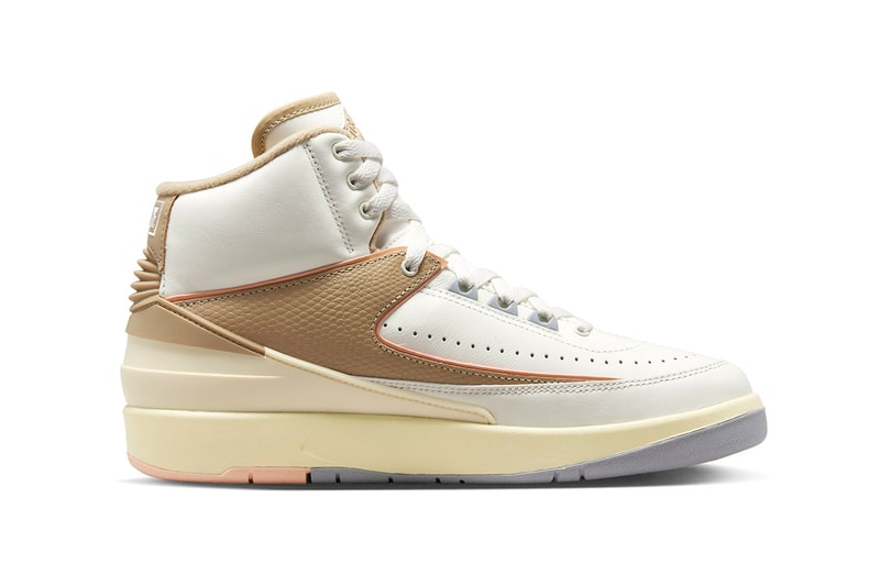 Air Jordan 2 «Muslin», январь 2023 г. DX4400-118 Информация о выпуске wmns Sail Sunset Haze-Muslin-Desert Jordan, бренд Michael Jordan, высокие кроссовки, кроссовки Nike Swoosh