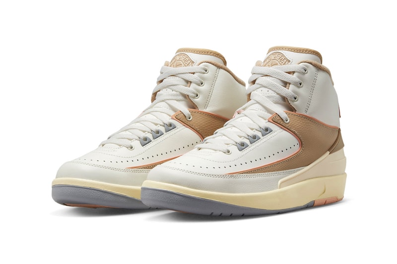 Air Jordan 2 «Muslin», январь 2023 г. DX4400-118 Информация о выпуске wmns Sail Sunset Haze-Muslin-Desert Jordan, бренд Michael Jordan, высокие кроссовки, кроссовки Nike Swoosh