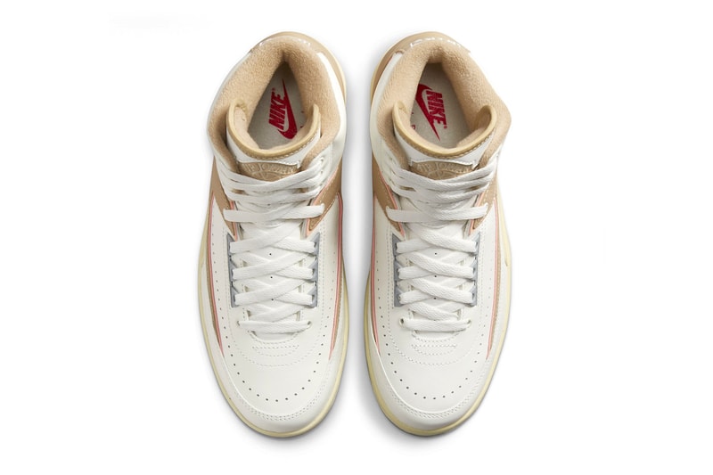 Air Jordan 2 «Muslin», январь 2023 г. DX4400-118 Информация о выпуске wmns Sail Sunset Haze-Muslin-Desert Jordan, бренд Майкла Джордана, высокие кроссовки, кроссовки Nike Swoosh