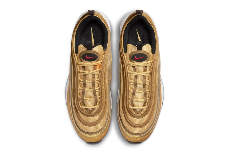 Nike Air Max 97 golden bullet 99 leather metallic gold DM0028 700 red swoosh release info date price