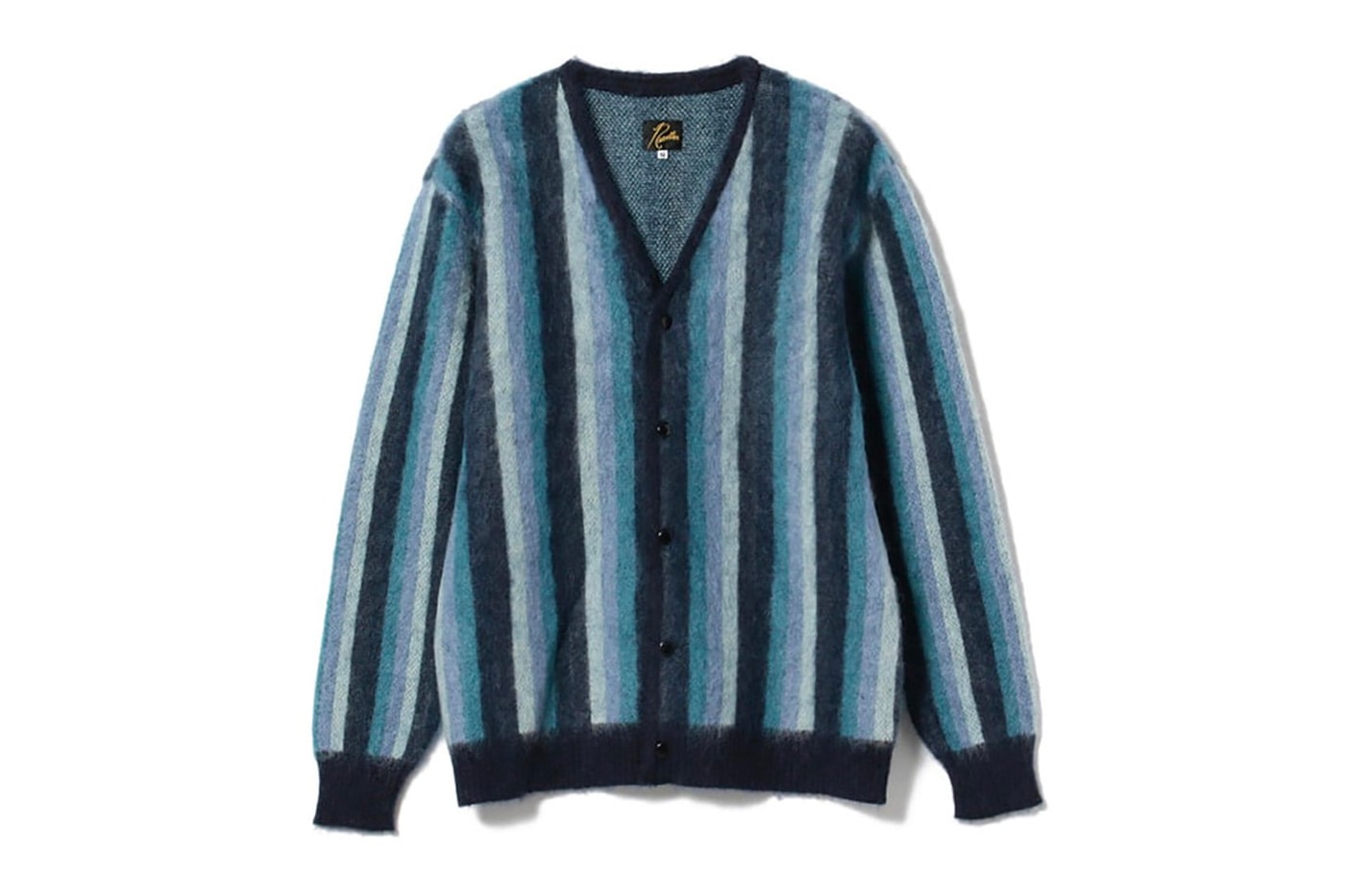 beams needles cardigan mohair green blue stripes release date info store list buying guide photos price