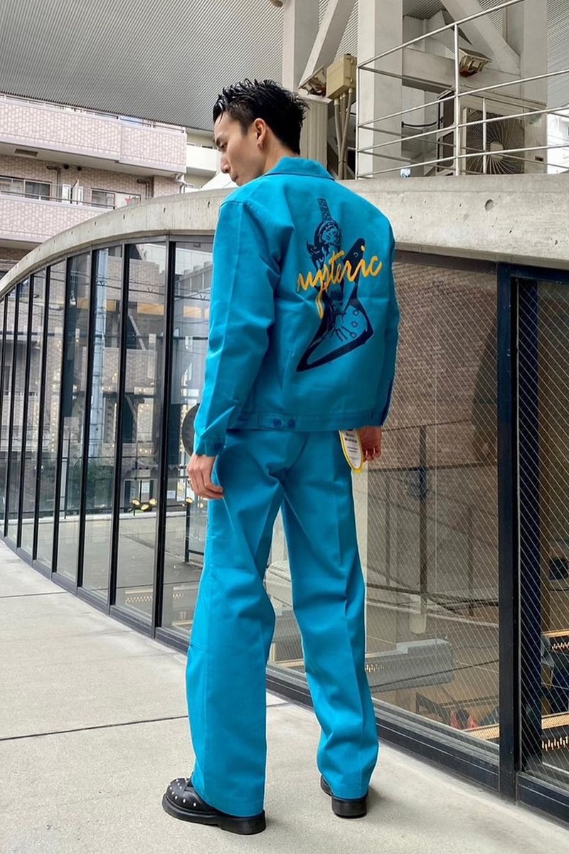 Hysteric Glamour Dickies guitar girl double knee eisenhower jacket london phone box release info date price