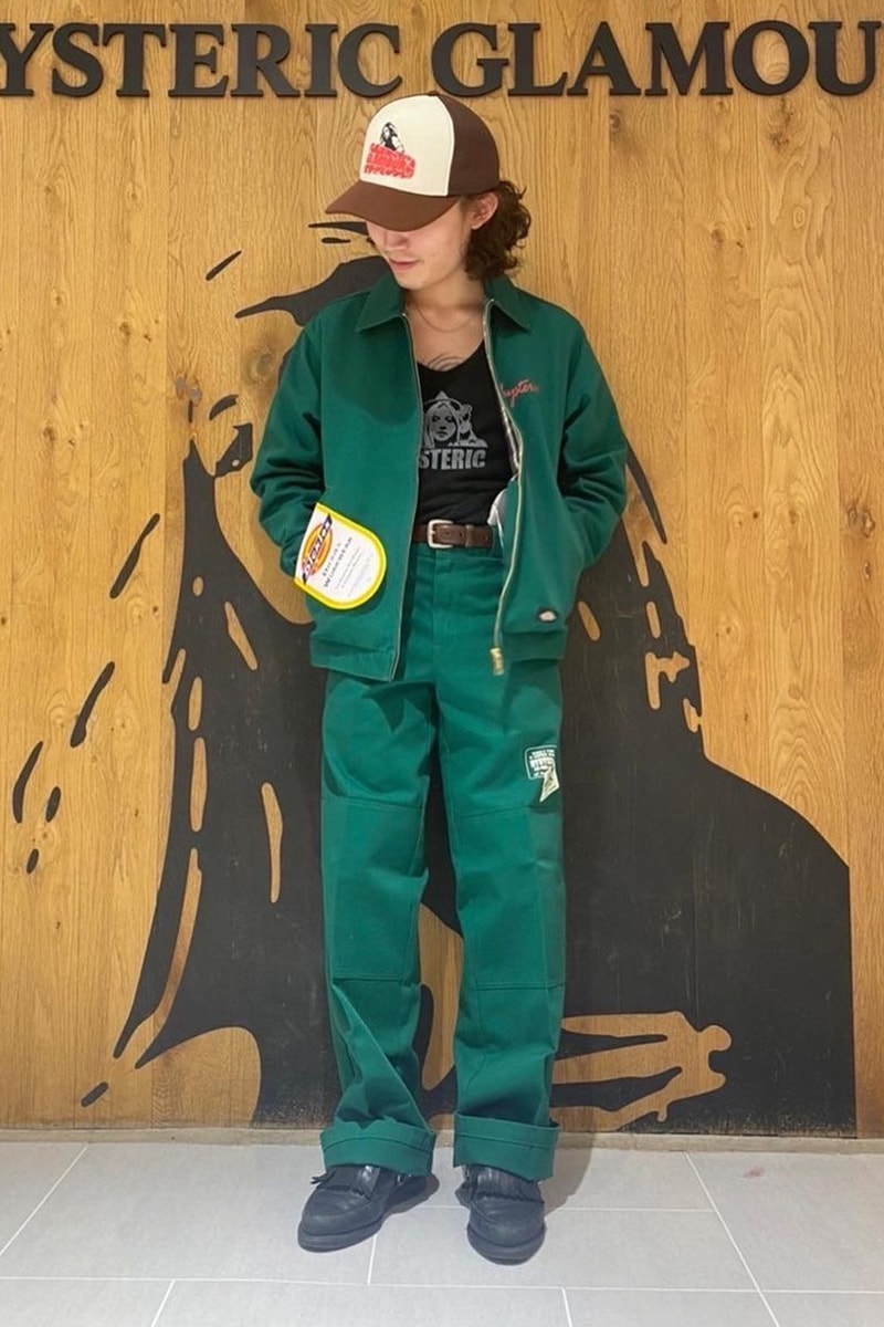 Hysteric Glamour Dickies guitar girl double knee eisenhower jacket london phone box release info date price