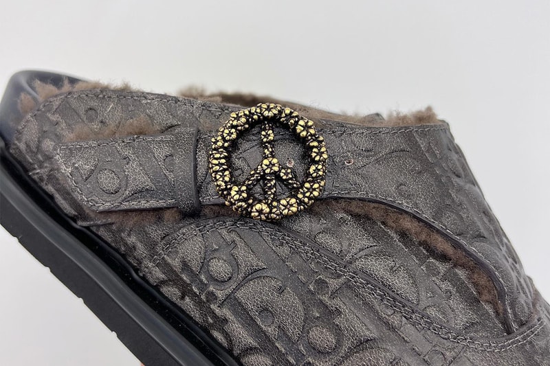 Thibo Shares Closer Look at Upcoming Dior Shearling Oblique Mules kim jones paris fashion week luxury french erl collection shoes birkenstock cozy winter emblem embossed peace
