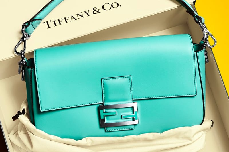 Fendi x Tiffany&Co Tiffany Blue Leather Nano Baguette Bag with Sterlin –  Sellier