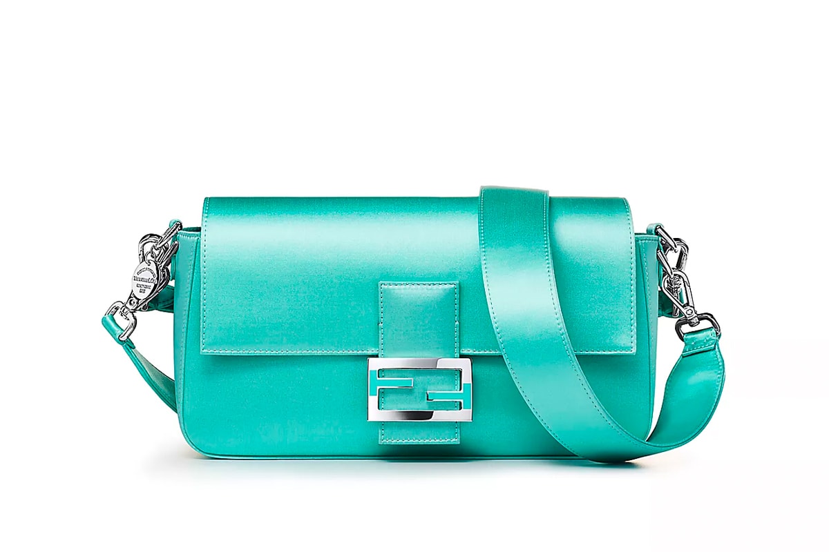 Fendi x Tiffany & Co. Baguette Bag "Tiffany Blue" anniversary kim jones silvia venturini fendi nyfw new york fashion week collaboation couture accessories bags