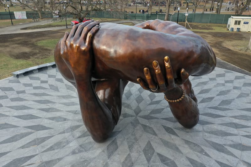 Hank Willis Thomas' Racial Equity Monument 'The Embrace' Unveiled at Boston Common