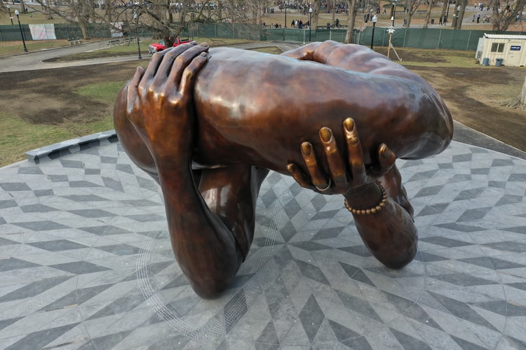 Hank Willis Thomas' Racial Equity Monument 'The Embrace' Unveiled at Boston Common
