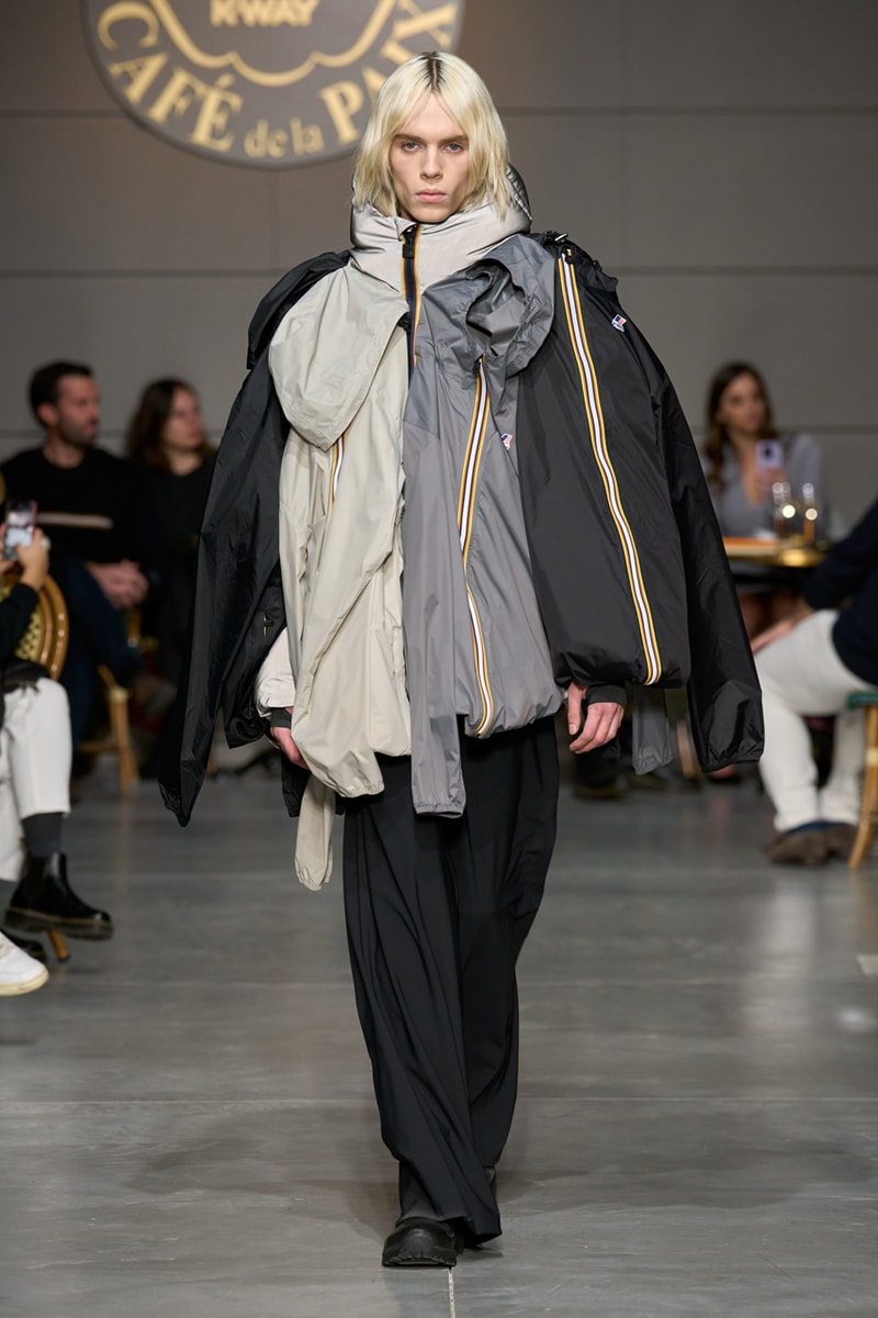 K-Way Fall Winter 2023 FW23 Runway Show Collection Milan Fashion Week Léon-Claude Duhame Café de la Paix