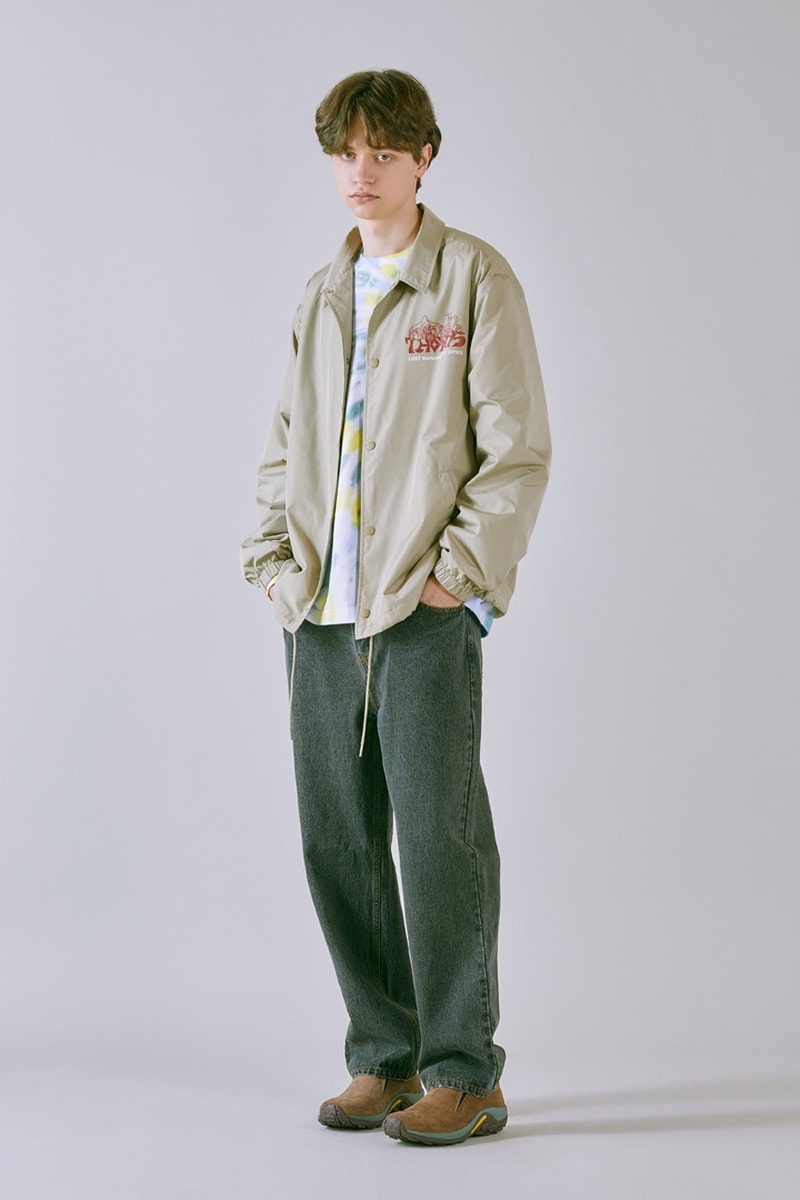 LMC SS23 Brings a Vintage Aesthetic to Wardrobe 1960s wardrobe staples slogan hippie culture peace freedom reversal letterman jackets varsity jacket tie dye rabbit colorful vibrant sweaters vest corduroy