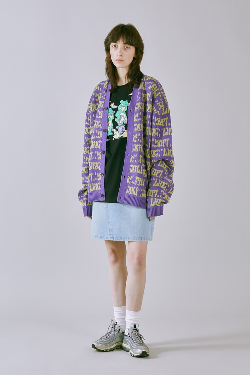 LMC SS23 Brings a Vintage Aesthetic to Wardrobe 1960s wardrobe staples slogan hippie culture peace freedom reversal letterman jackets varsity jacket tie dye rabbit colorful vibrant sweaters vest corduroy