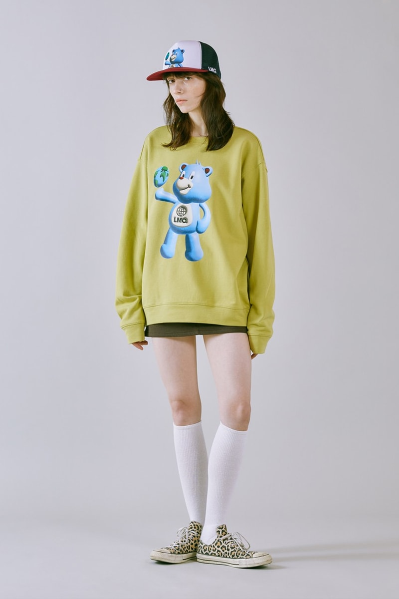 LMC SS23 Brings a Vintage Aesthetic to Wardrobe 1960s wardrobe staples slogan hippie culture peace freedom reversal letterman jackets varsity jacket tie dye rabbit colorful vibrant sweaters vest corduroy