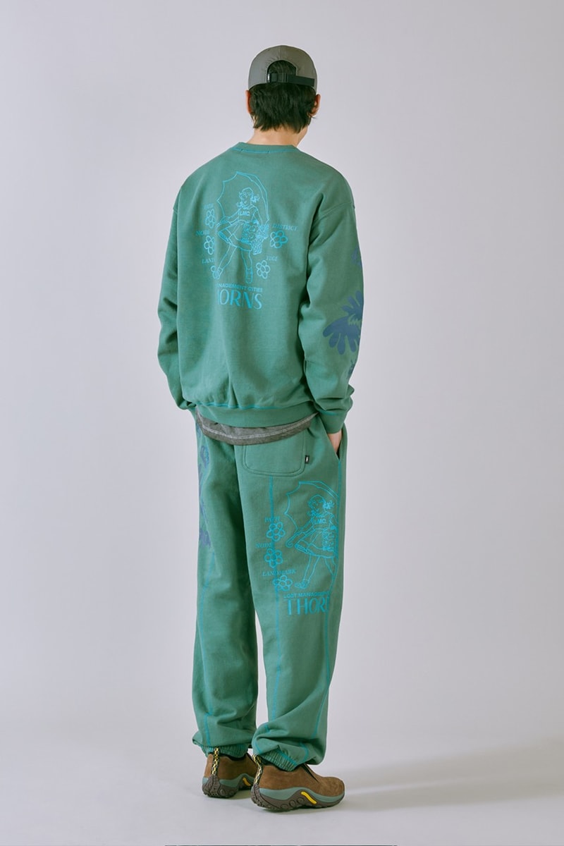 LMC SS23 Brings a Vintage Aesthetic to Wardrobe 1960s wardrobe staples slogan hippie culture peace freedom reversal letterman jackets varsity jacket tie dye rabbit colorful vibrant sweaters vest corduroy
