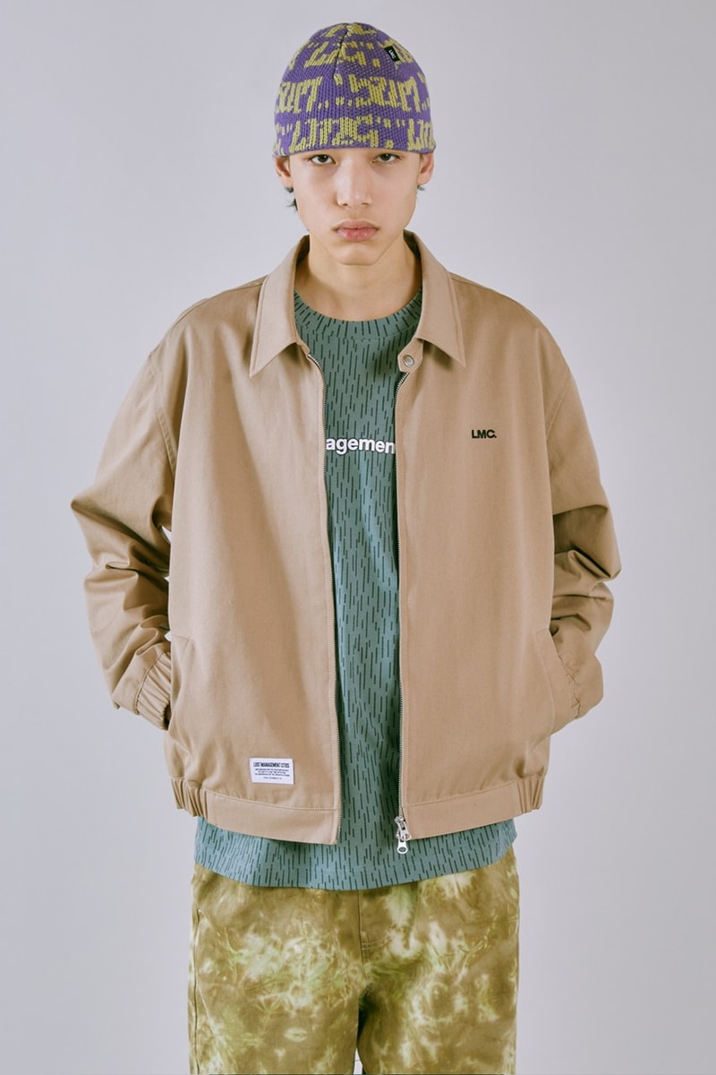 LMC SS23 Brings a Vintage Aesthetic to Wardrobe 1960s wardrobe staples slogan hippie culture peace freedom reversal letterman jackets varsity jacket tie dye rabbit colorful vibrant sweaters vest corduroy