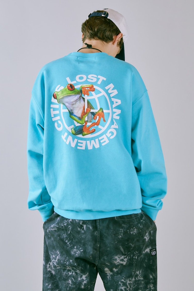 LMC SS23 Brings a Vintage Aesthetic to Wardrobe 1960s wardrobe staples slogan hippie culture peace freedom reversal letterman jackets varsity jacket tie dye rabbit colorful vibrant sweaters vest corduroy