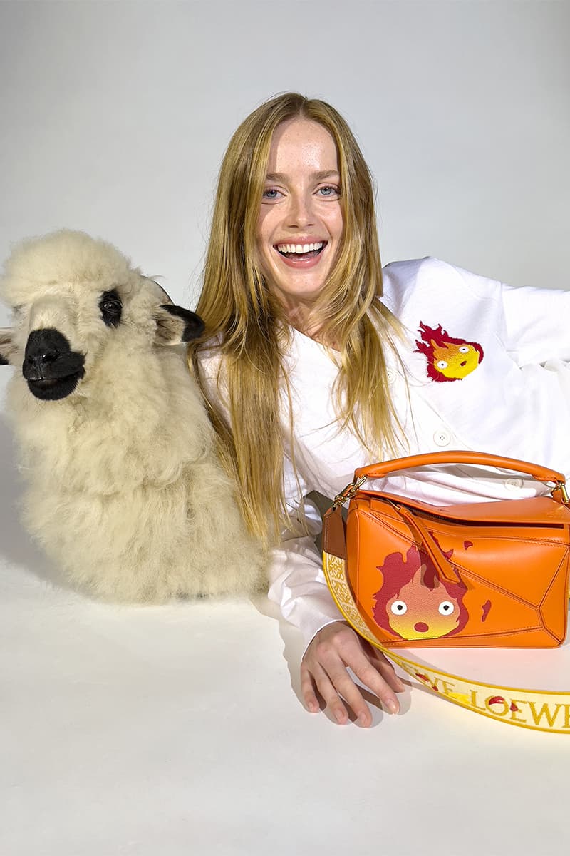 LOEWE Unveils Official 'Howl's Moving Castle' Collaboration jurgen teller hyunji shin sheep oliver osullivan rianne van rompaey taylor russel jonthan anderson studio ghibli calcifer hayao miyazaki 