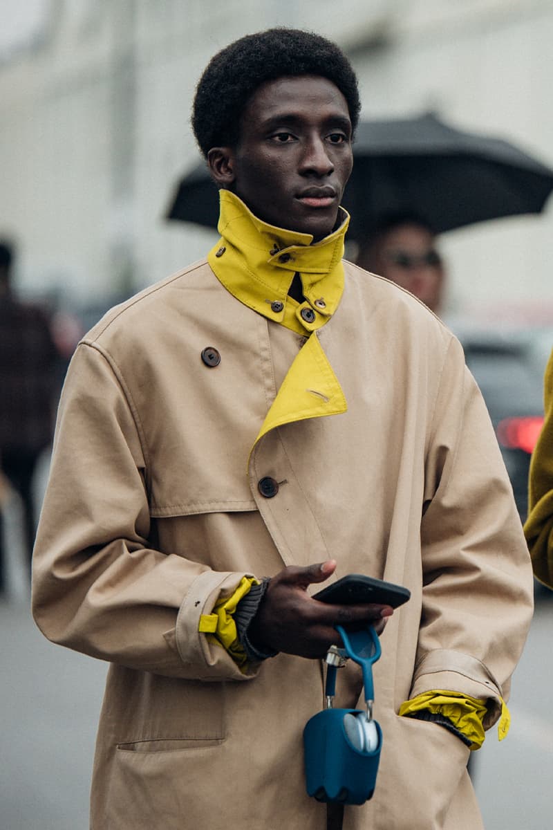 Wild Colors and Audacious Patterns Dazzle Mens Milan Fashion Week FW23 Street Style fall winter 2023 fendi gucci adidas baguette kim jones prada raf simons charles jeffrey loverboy milanese etro charles jeffrey loverboy