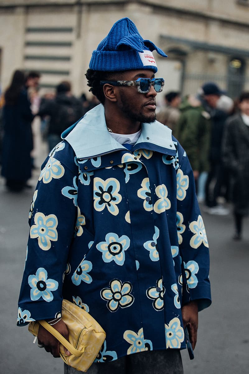 Wild Colors and Audacious Patterns Dazzle Mens Milan Fashion Week FW23 Street Style fall winter 2023 fendi gucci adidas baguette kim jones prada raf simons charles jeffrey loverboy milanese etro charles jeffrey loverboy