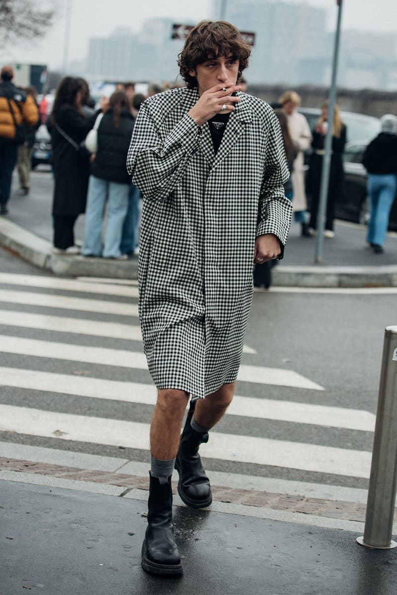 Wild Colors and Audacious Patterns Dazzle Mens Milan Fashion Week FW23 Street Style fall winter 2023 fendi gucci adidas baguette kim jones prada raf simons charles jeffrey loverboy milanese etro charles jeffrey loverboy