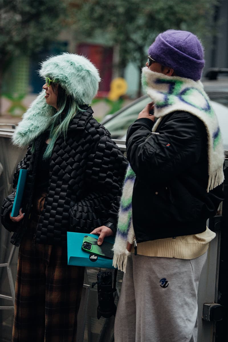 Wild Colors and Audacious Patterns Dazzle Mens Milan Fashion Week FW23 Street Style fall winter 2023 fendi gucci adidas baguette kim jones prada raf simons charles jeffrey loverboy milanese etro charles jeffrey loverboy