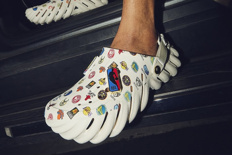 nba all star crocs mega crush echo clog team logos jibbitz white gum black collaboration release info date price