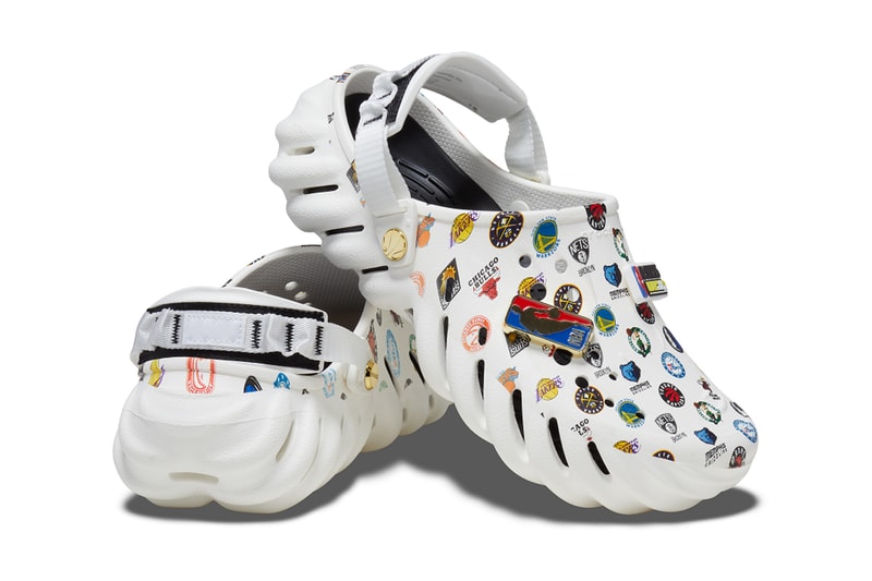 nba all star crocs mega crush echo clog team logos jibbitz white gum black collaboration release info date price