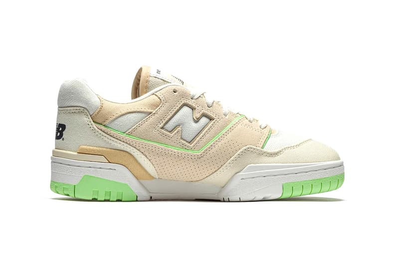 New Balance 550 "Turtledove" Is Accented With Hints of Mint Green BBW550FB sneakers low tops basketball shoes sandstone canvas leather mesh