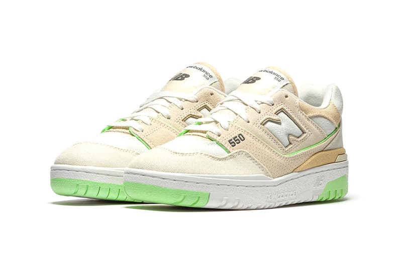 New Balance 550 "Turtledove" Is Accented With Hints of Mint Green BBW550FB sneakers low tops basketball shoes sandstone canvas leather mesh