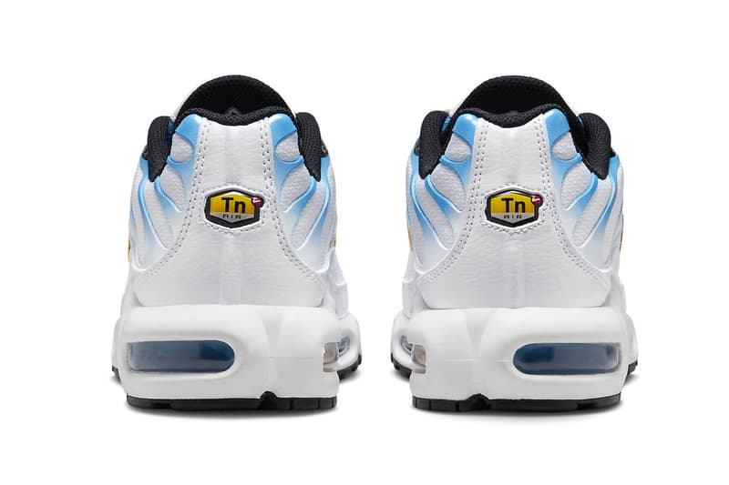 Nike Air Max Plus Arrives in an Icy "White/University Blue" Colorway release info DM0032-101 2023 date 175 swoosh comfort sneakers ucla gold