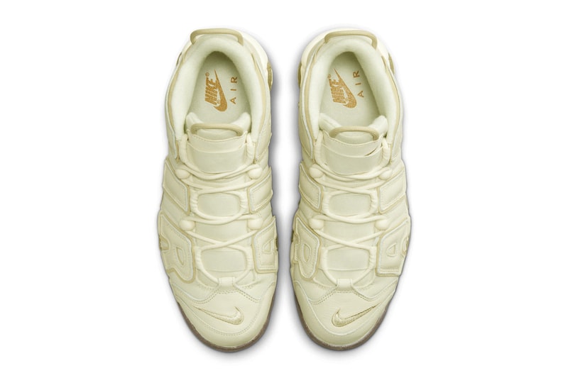 Nike Air More Uptempo "Coconut Milk" DV7230-100 Release Info swoosh high tops basketball shoes coconut milk team gold 