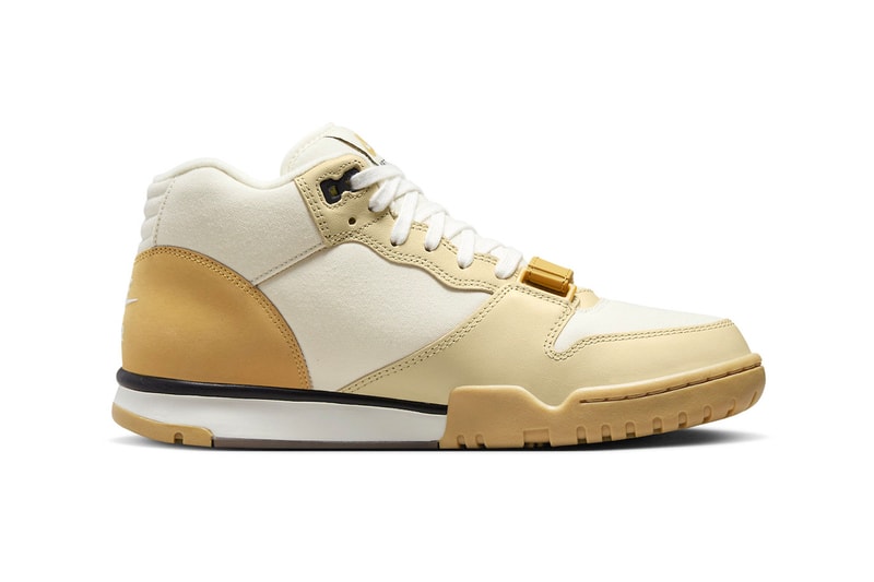 Official Look at the Nike Air Trainer 1 "Coconut Milk" DV7201-100 Black-Team Gold-Sail release info swoosh