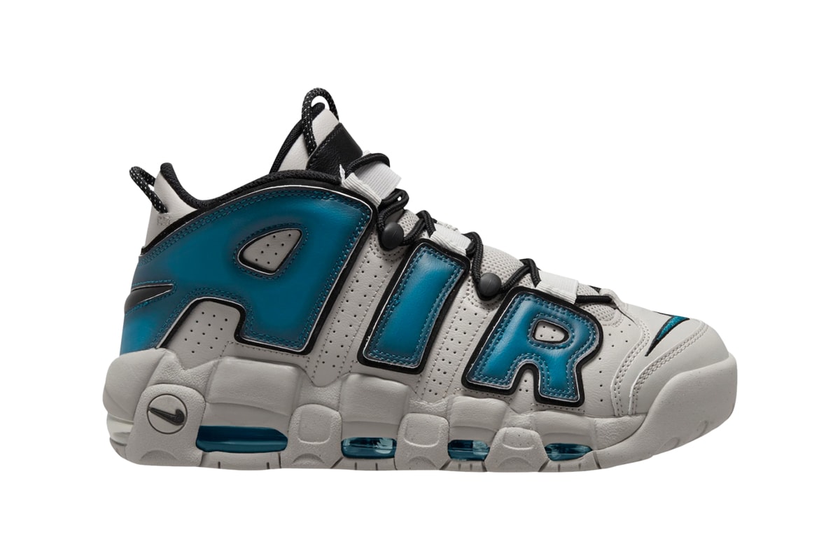 Nike Air More Uptempo Surfaces in "Industrial Blue" FD5573-001 2023 release info white bone leather shoes sneakers basketball high tops scottie pippen