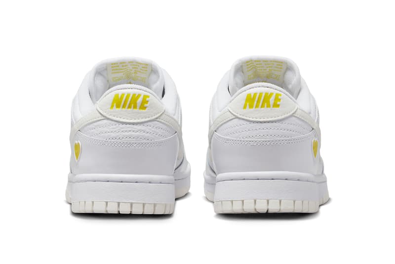 nike sportswear dunk low yellow heart white fd0803 100 official release date info photos price store list buying guide