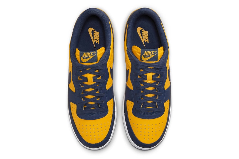 Official Look at the Nike Terminator Low "Michigan" FJ4206-700 University Gold/Navy-White swoosh low tops 