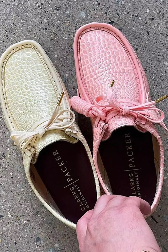 First Look Packer Clarks Wallabee low release information details crocodile skin collaboration