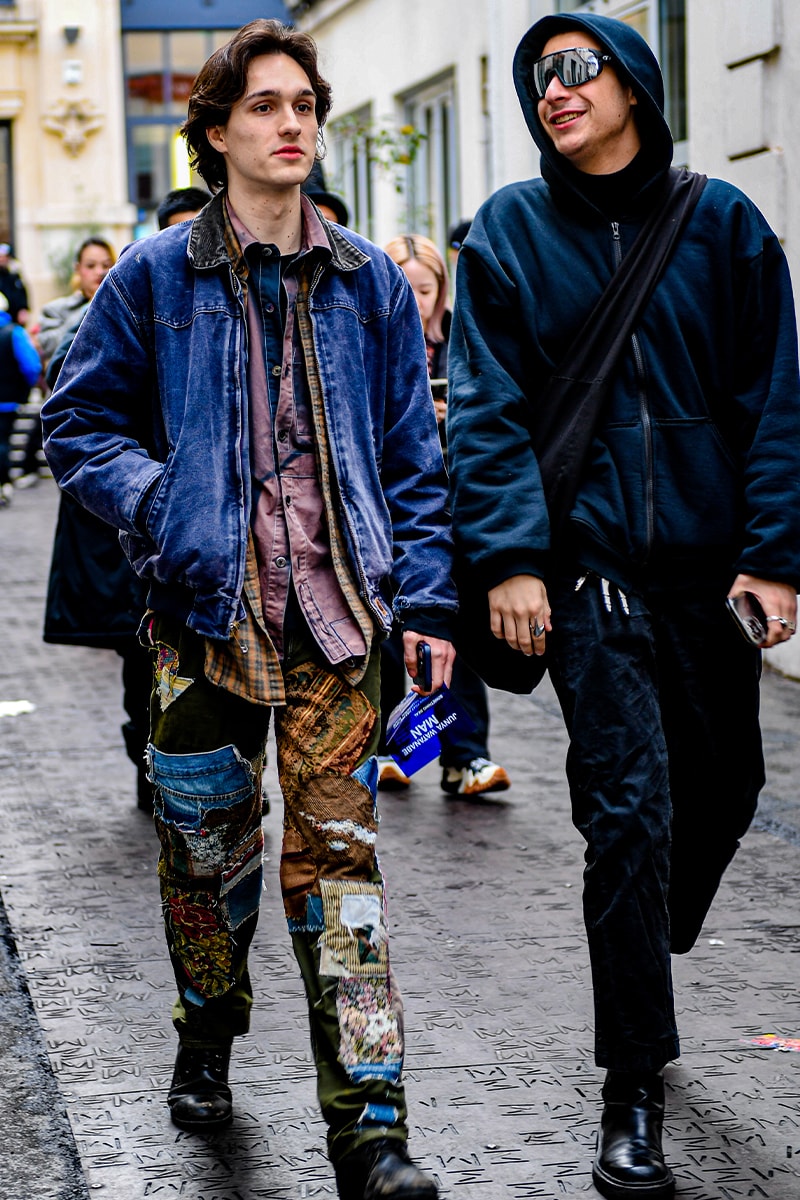 Men's Paris Fashion Week FW23 Street Style Looks loewe louis vuitton kidsuper dior france fall winter 2023 sneakers nike pusha t j balvin jimin jm bts layering
