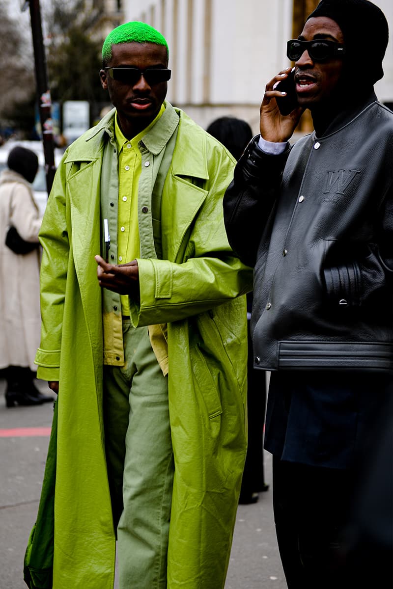 Men's Paris Fashion Week FW23 Street Style Looks loewe louis vuitton kidsuper dior france fall winter 2023 sneakers nike pusha t j balvin jimin jm bts layering