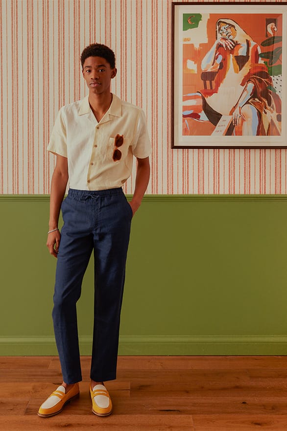 Men's Suit Trousers | Mini Check | Navy | Percival Menswear