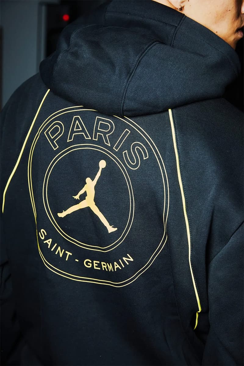 psg paris saint germain jordan brand hoodie jacket tee black gold 