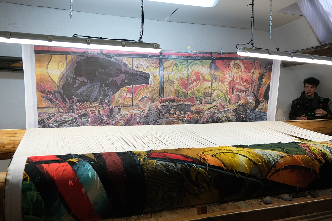 Scene from Spirited Away Transformed into Intricate Tapestry